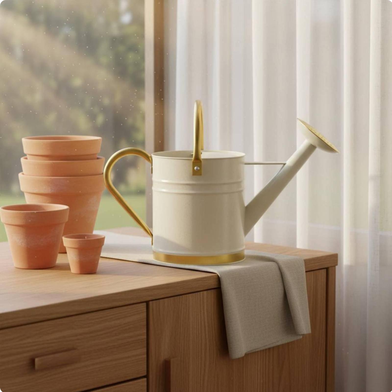 Watering Can - Regadera de metal con pico largo,